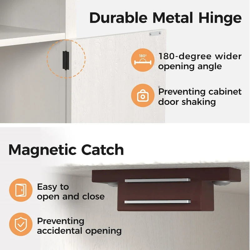 Comodino Barn Door con Stazione di Ricarica, Set da 2 – Bianco/Espresso, Mandorla, Grigio Carbone, Bianco, Nero