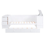 Divano letto gemello grigio/bianco con contenitore, estraibile, per 1-2 persone