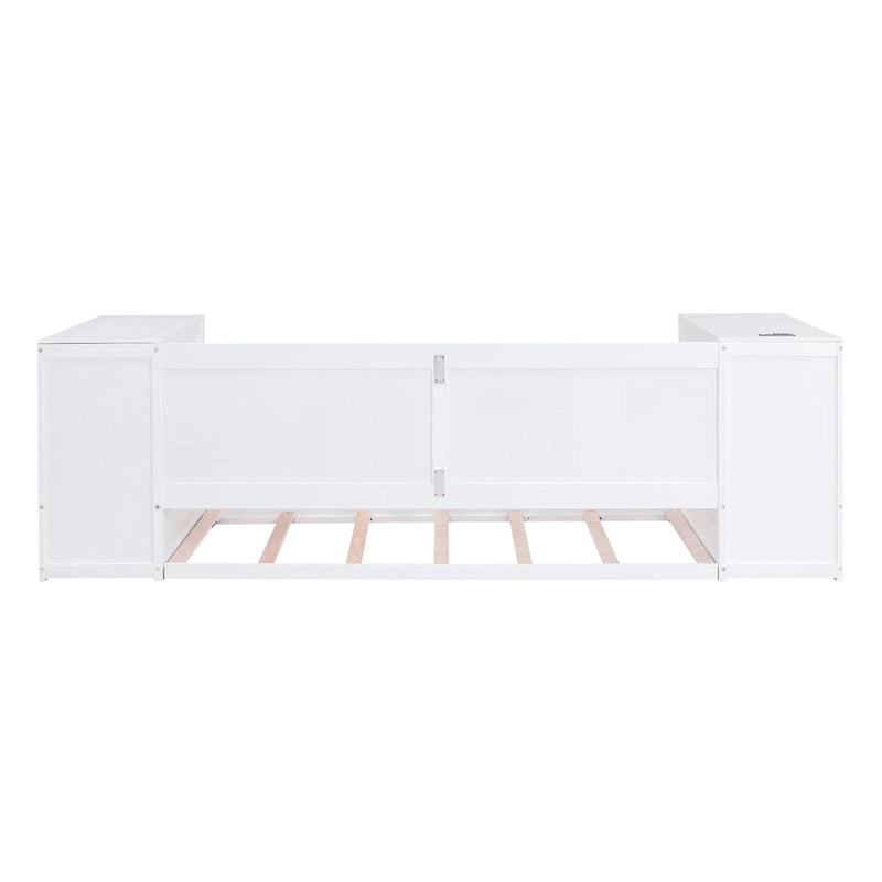 Divano letto gemello grigio/bianco con contenitore, estraibile, per 1-2 persone