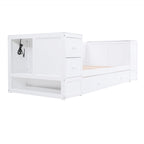 Divano letto gemello grigio/bianco con contenitore, estraibile, per 1-2 persone