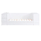 Divano letto gemello grigio/bianco con contenitore, estraibile, per 1-2 persone