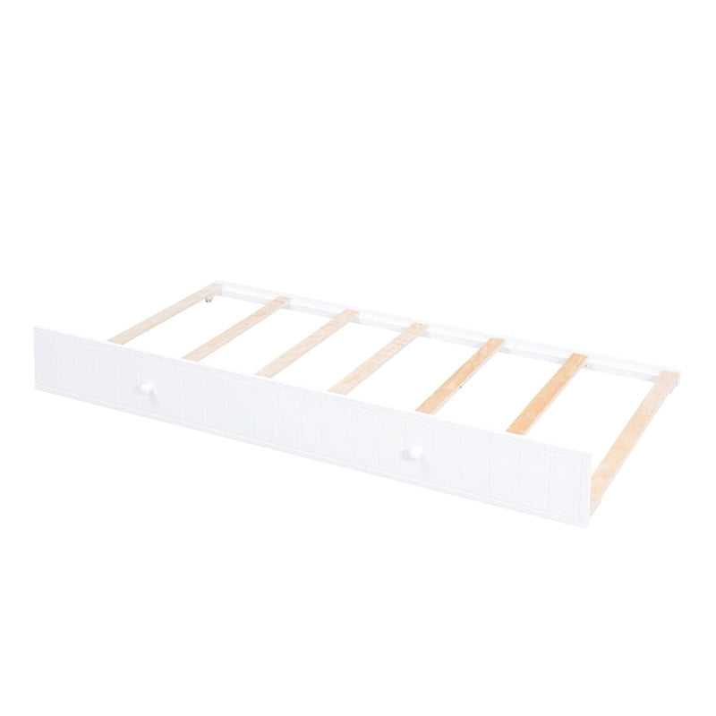 Divano letto gemello grigio/bianco con contenitore, estraibile, per 1-2 persone