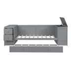 Divano letto gemello grigio/bianco con contenitore, estraibile, per 1-2 persone
