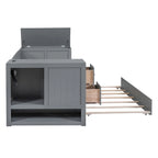 Divano letto gemello grigio/bianco con contenitore, estraibile, per 1-2 persone