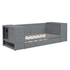 Divano letto gemello grigio/bianco con contenitore, estraibile, per 1-2 persone