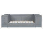 Divano letto gemello grigio/bianco con contenitore, estraibile, per 1-2 persone