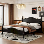 Struttura letto a piattaforma in legno a doghe bianco/nero – Matrimoniale/Queen, 1 persona
