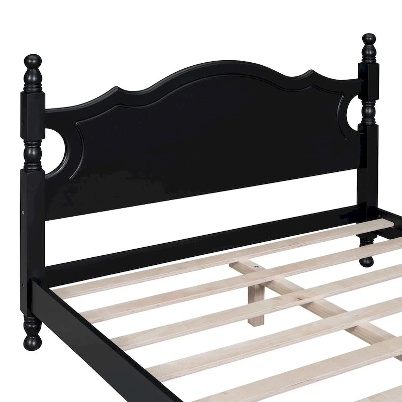 Struttura letto a piattaforma in legno a doghe bianco/nero – Matrimoniale/Queen, 1 persona