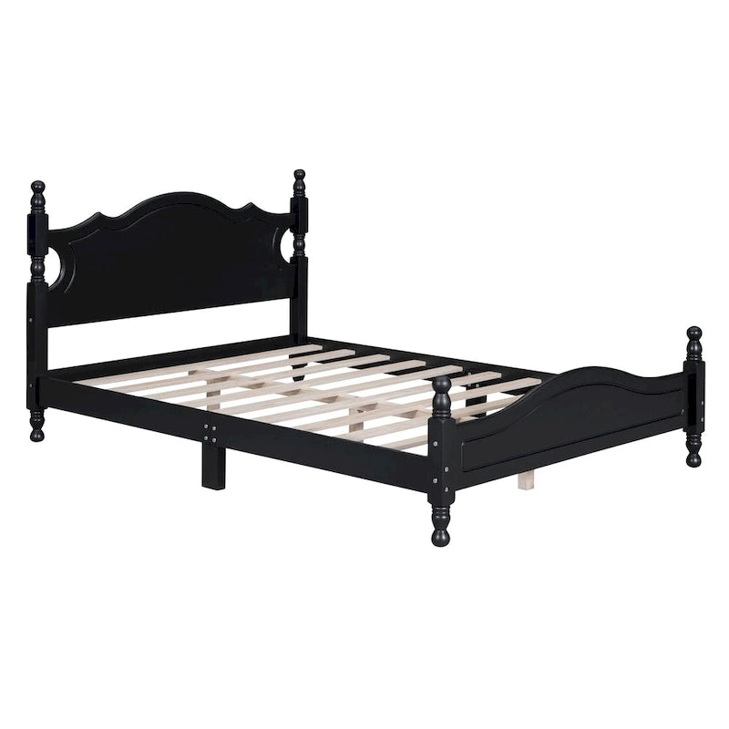 Struttura letto a piattaforma in legno a doghe bianco/nero – Matrimoniale/Queen, 1 persona