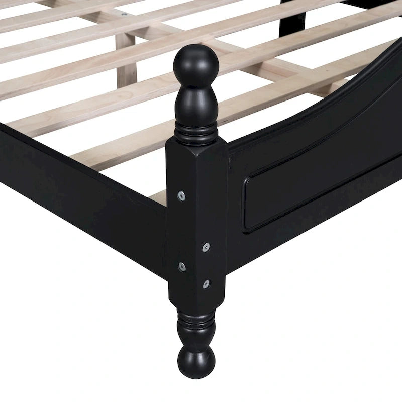 Struttura letto a piattaforma in legno a doghe bianco/nero – Matrimoniale/Queen, 1 persona