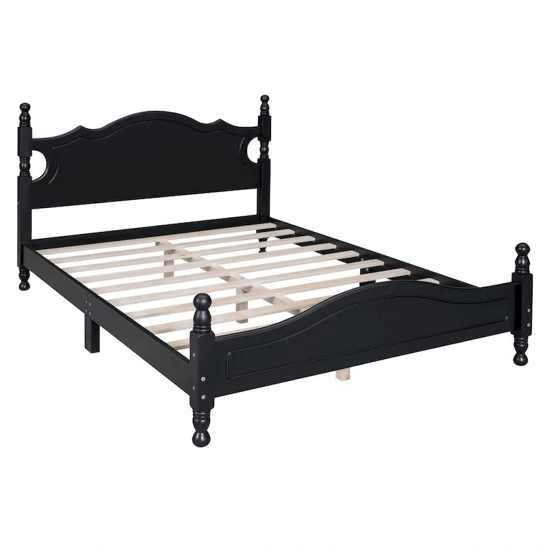 Struttura letto a piattaforma in legno a doghe bianco/nero – Matrimoniale/Queen, 1 persona