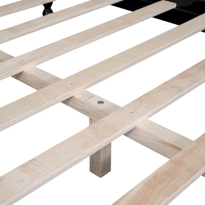 Struttura letto a piattaforma in legno a doghe bianco/nero – Matrimoniale/Queen, 1 persona
