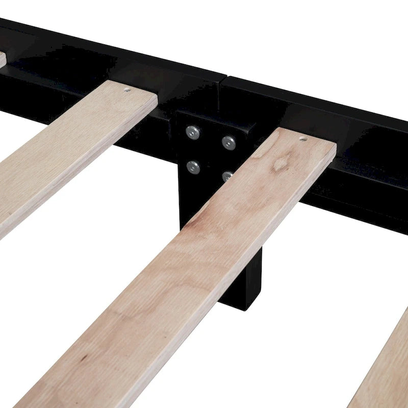Struttura letto a piattaforma in legno a doghe bianco/nero – Matrimoniale/Queen, 1 persona