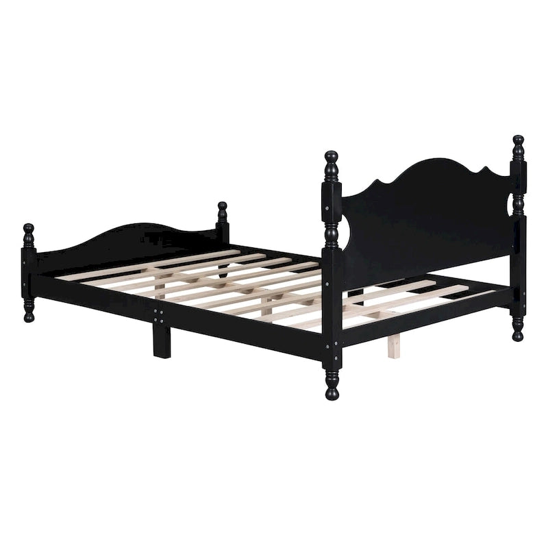 Struttura letto a piattaforma in legno a doghe bianco/nero – Matrimoniale/Queen, 1 persona