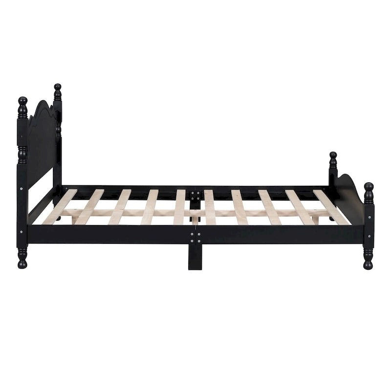 Struttura letto a piattaforma in legno a doghe bianco/nero – Matrimoniale/Queen, 1 persona