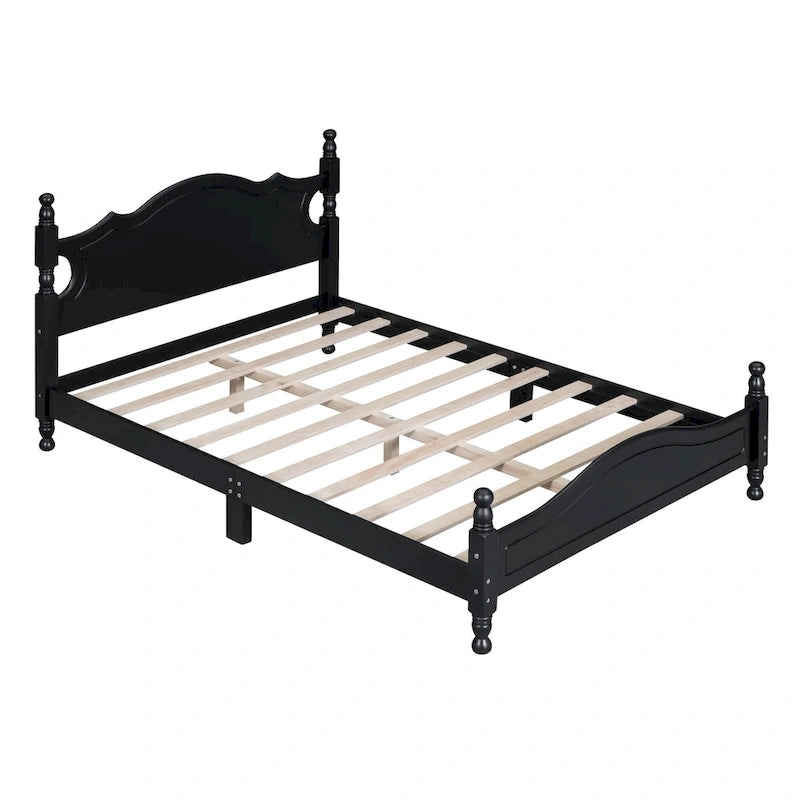 Struttura letto a piattaforma in legno a doghe bianco/nero – Matrimoniale/Queen, 1 persona