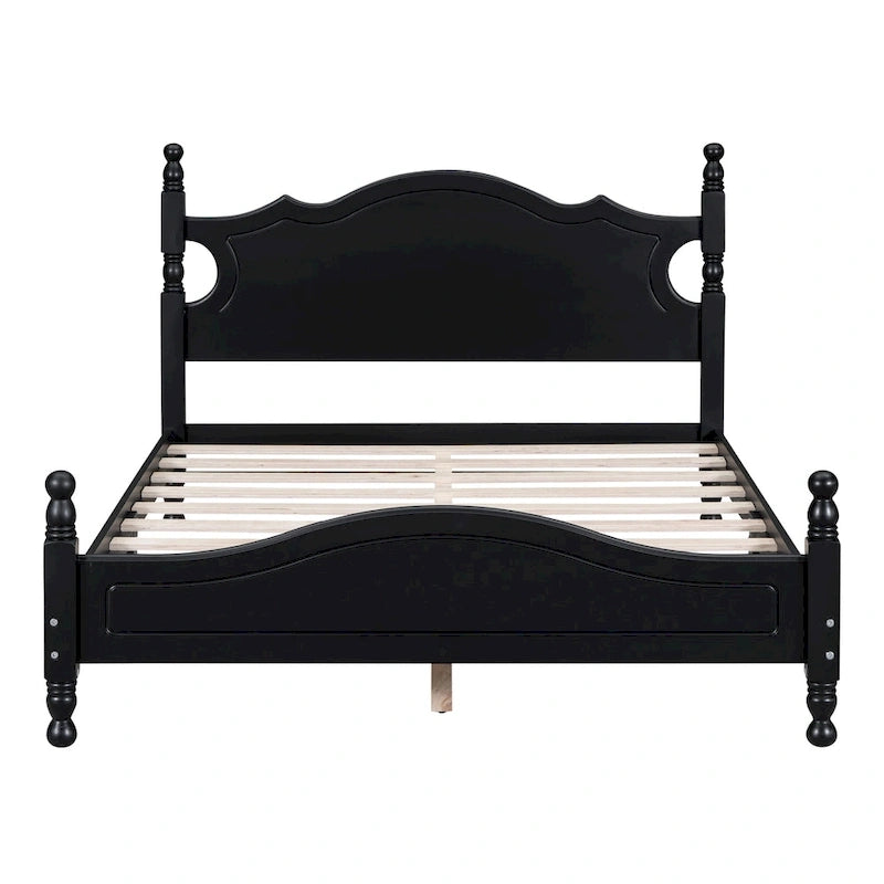 Struttura letto a piattaforma in legno a doghe bianco/nero – Matrimoniale/Queen, 1 persona