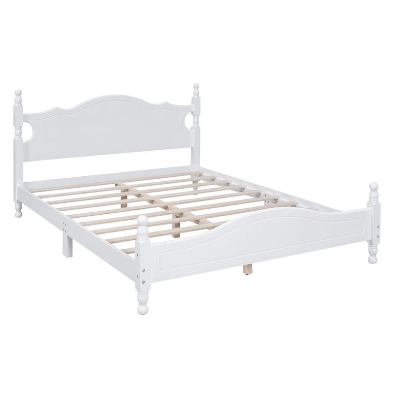 Struttura letto a piattaforma in legno a doghe bianco/nero – Matrimoniale/Queen, 1 persona