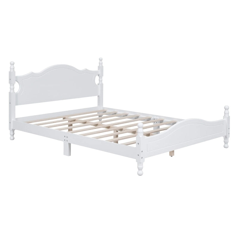 Struttura letto a piattaforma in legno a doghe bianco/nero – Matrimoniale/Queen, 1 persona