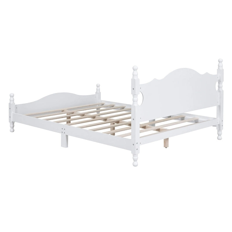 Struttura letto a piattaforma in legno a doghe bianco/nero – Matrimoniale/Queen, 1 persona