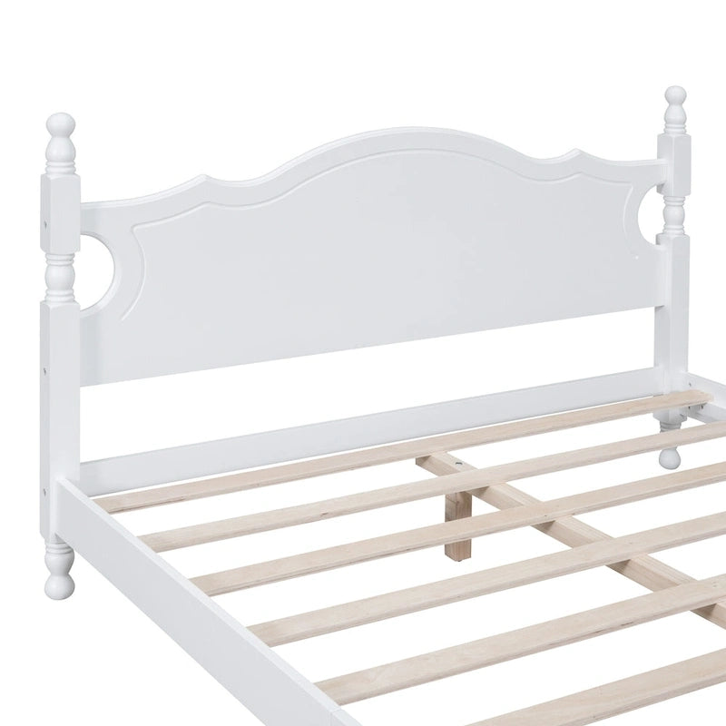 Struttura letto a piattaforma in legno a doghe bianco/nero – Matrimoniale/Queen, 1 persona
