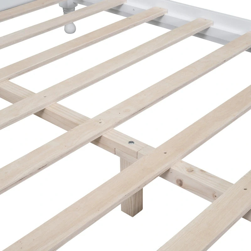 Struttura letto a piattaforma in legno a doghe bianco/nero – Matrimoniale/Queen, 1 persona