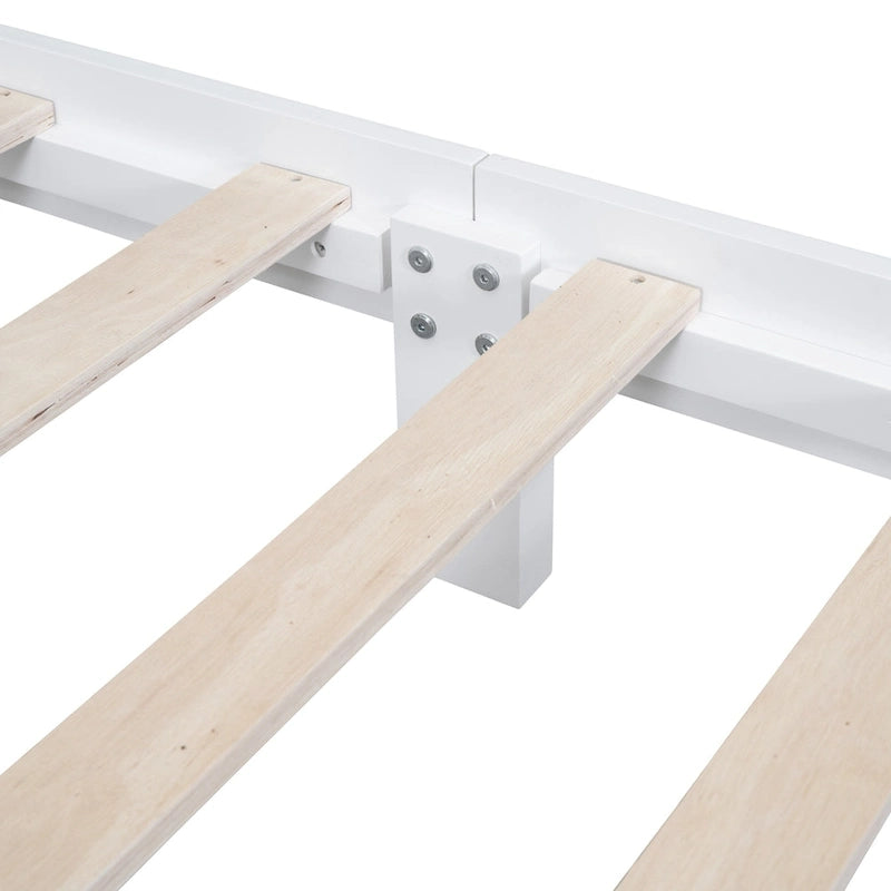 Struttura letto a piattaforma in legno a doghe bianco/nero – Matrimoniale/Queen, 1 persona
