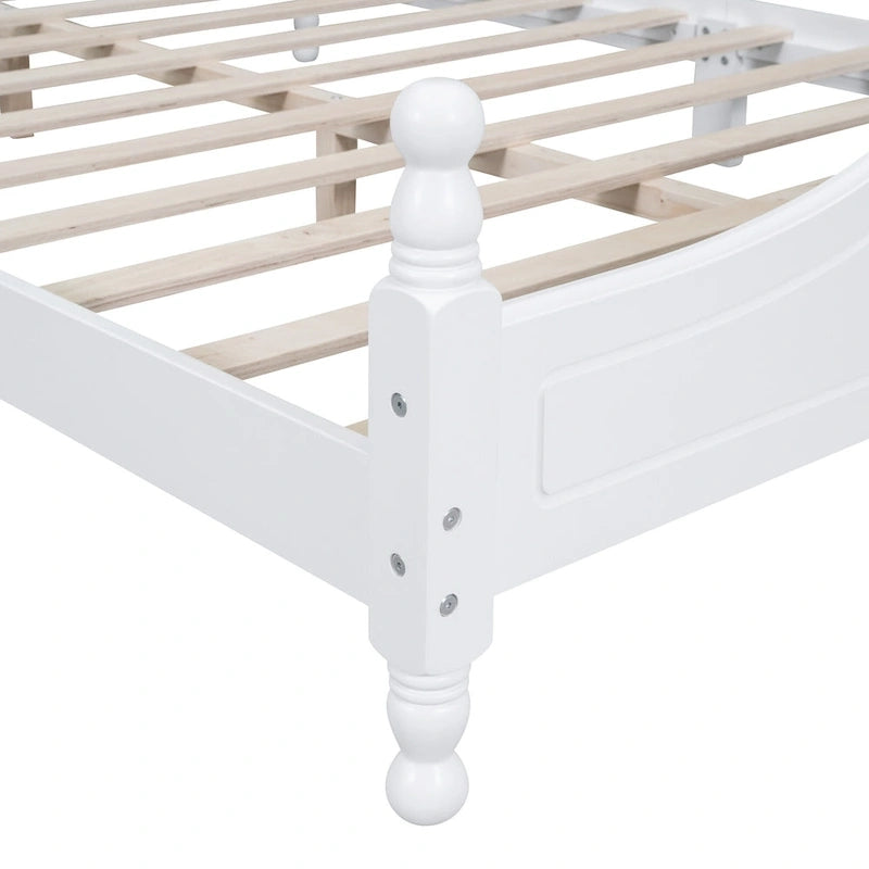 Struttura letto a piattaforma in legno a doghe bianco/nero – Matrimoniale/Queen, 1 persona