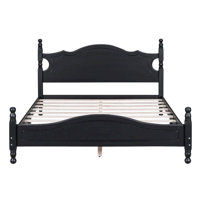 Struttura letto a piattaforma in legno a doghe bianco/nero – Matrimoniale/Queen, 1 persona