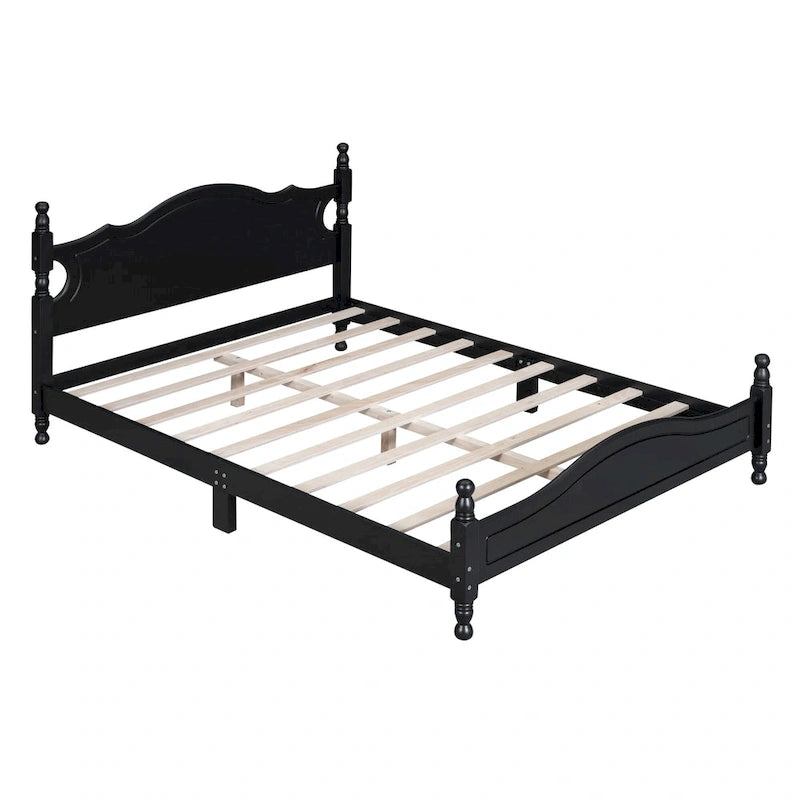 Struttura letto a piattaforma in legno a doghe bianco/nero – Matrimoniale/Queen, 1 persona