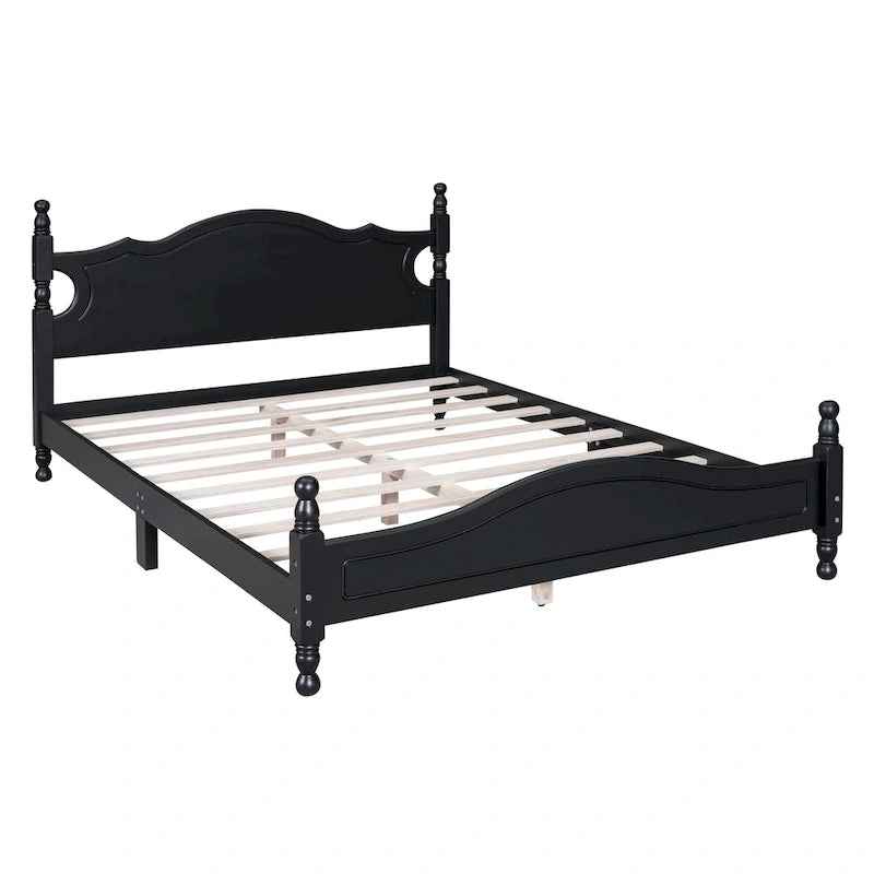 Struttura letto a piattaforma in legno a doghe bianco/nero – Matrimoniale/Queen, 1 persona