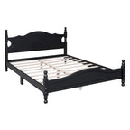 Struttura letto a piattaforma in legno a doghe bianco/nero – Matrimoniale/Queen, 1 persona