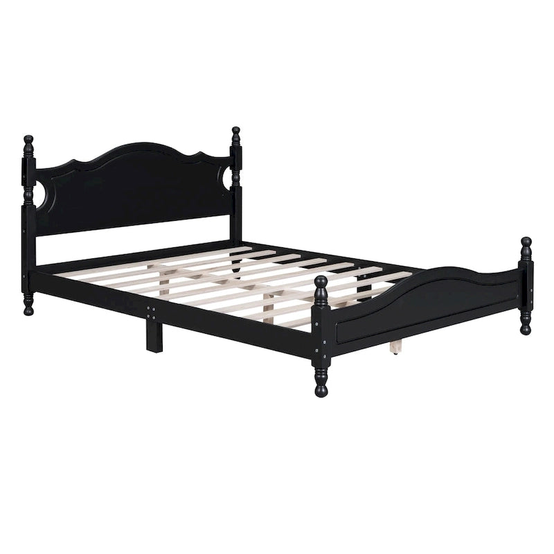Struttura letto a piattaforma in legno a doghe bianco/nero – Matrimoniale/Queen, 1 persona