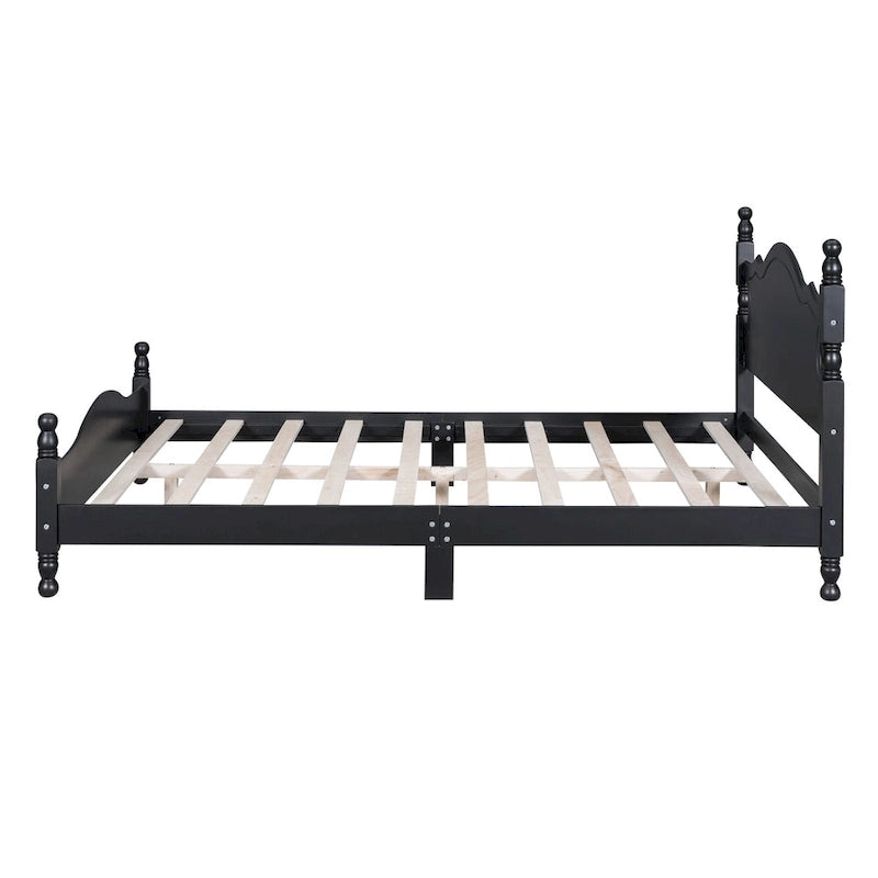Struttura letto a piattaforma in legno a doghe bianco/nero – Matrimoniale/Queen, 1 persona