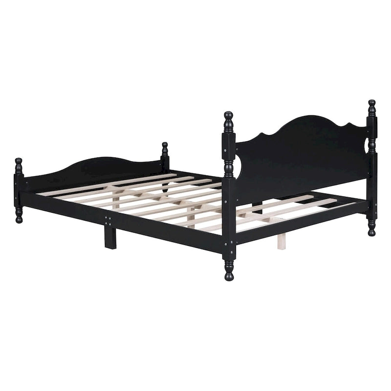 Struttura letto a piattaforma in legno a doghe bianco/nero – Matrimoniale/Queen, 1 persona