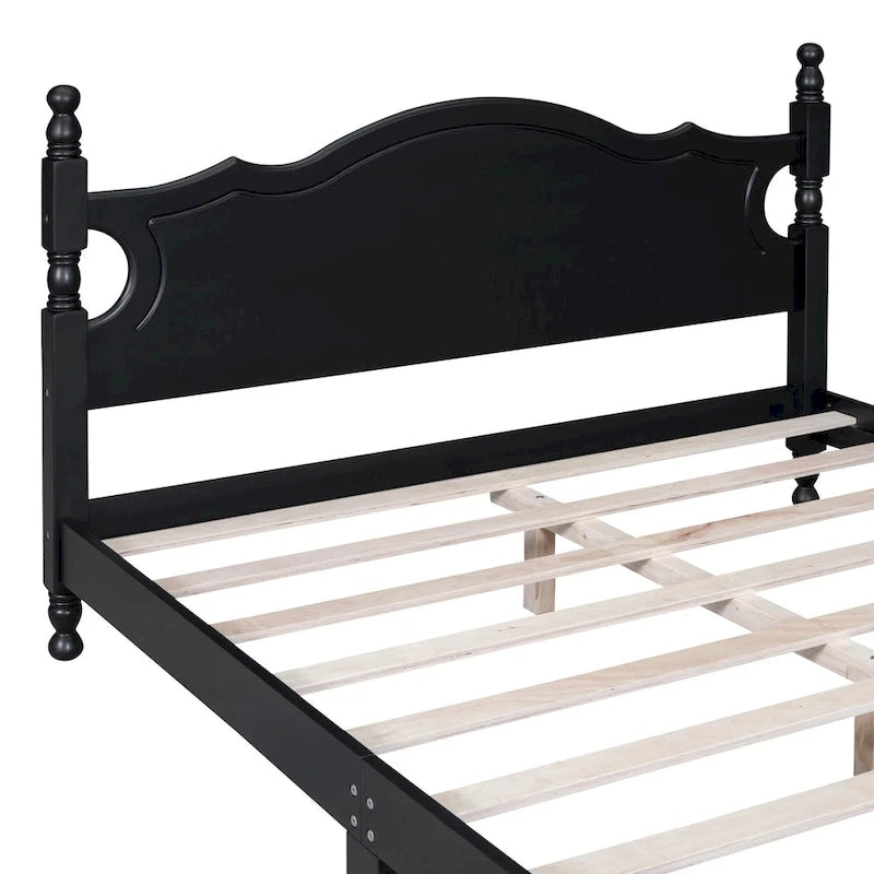 Struttura letto a piattaforma in legno a doghe bianco/nero – Matrimoniale/Queen, 1 persona