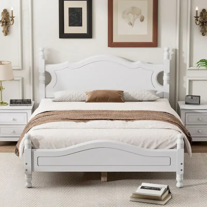 Struttura letto a piattaforma in legno a doghe bianco/nero – Matrimoniale/Queen, 1 persona