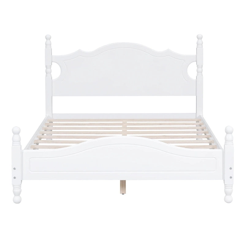 Struttura letto a piattaforma in legno a doghe bianco/nero – Matrimoniale/Queen, 1 persona