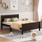 Letto matrimoniale a piattaforma in espresso/rovere con testiera e pediera