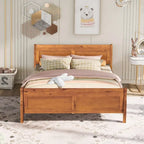 Letto matrimoniale a piattaforma in espresso/rovere con testiera e pediera