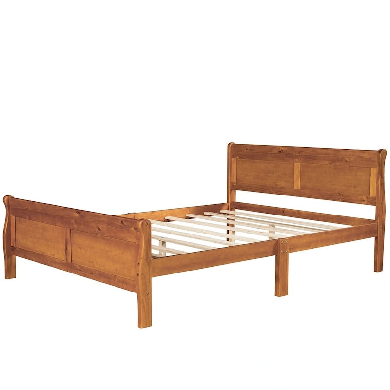 Letto matrimoniale a piattaforma in espresso/rovere con testiera e pediera