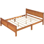 Letto matrimoniale a piattaforma in espresso/rovere con testiera e pediera