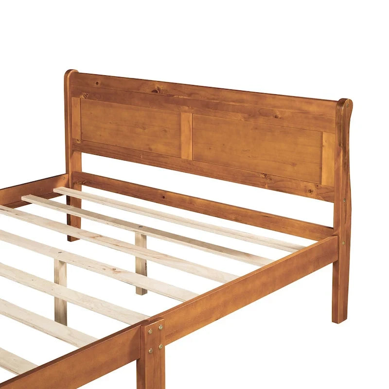 Letto matrimoniale a piattaforma in espresso/rovere con testiera e pediera