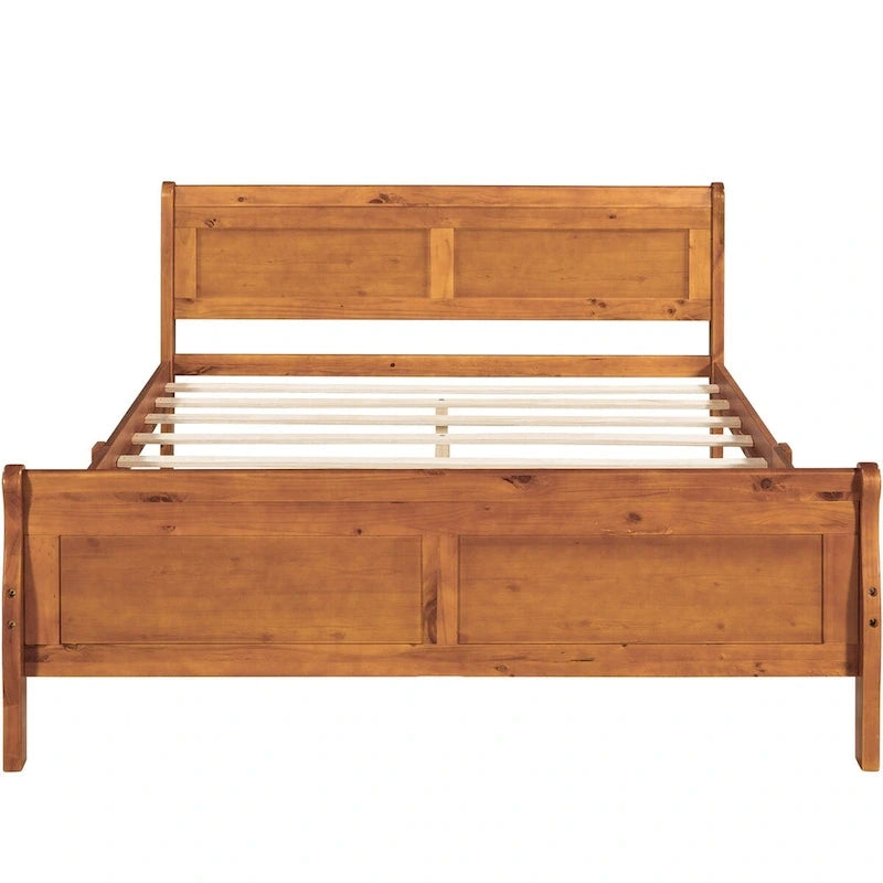 Letto matrimoniale a piattaforma in espresso/rovere con testiera e pediera