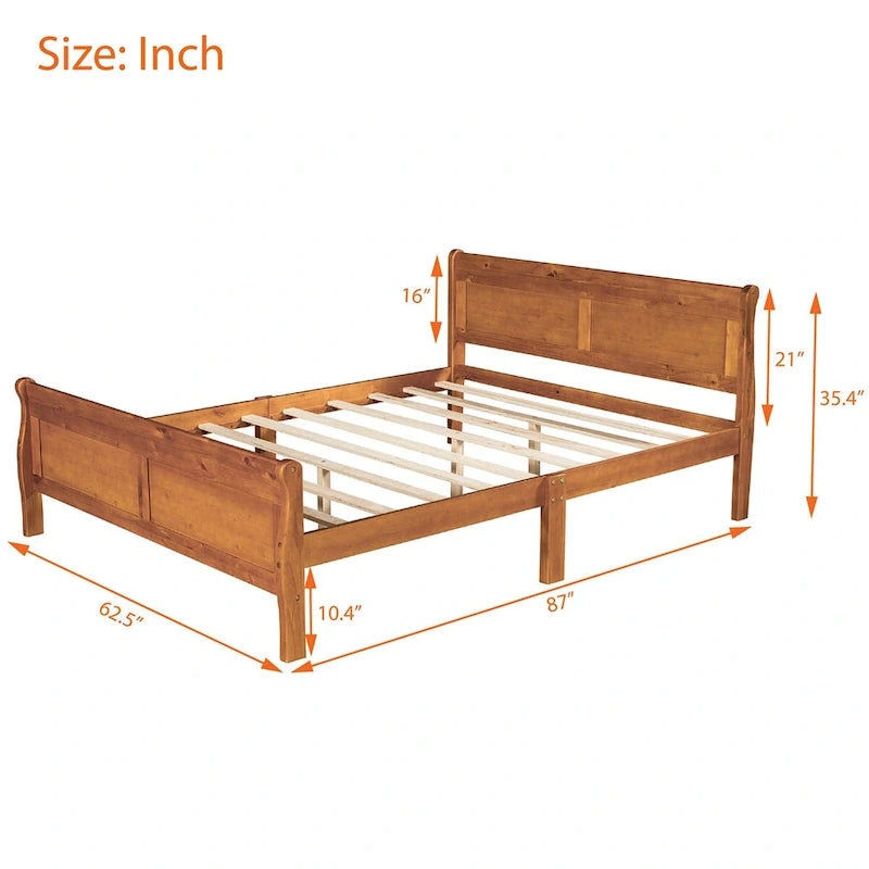 Letto matrimoniale a piattaforma in espresso/rovere con testiera e pediera