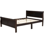 Letto matrimoniale a piattaforma in espresso/rovere con testiera e pediera