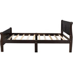 Letto matrimoniale a piattaforma in espresso/rovere con testiera e pediera