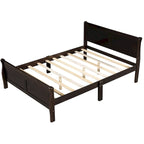 Letto matrimoniale a piattaforma in espresso/rovere con testiera e pediera