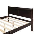 Letto matrimoniale a piattaforma in espresso/rovere con testiera e pediera