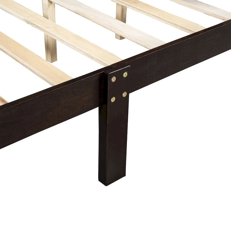Letto matrimoniale a piattaforma in espresso/rovere con testiera e pediera